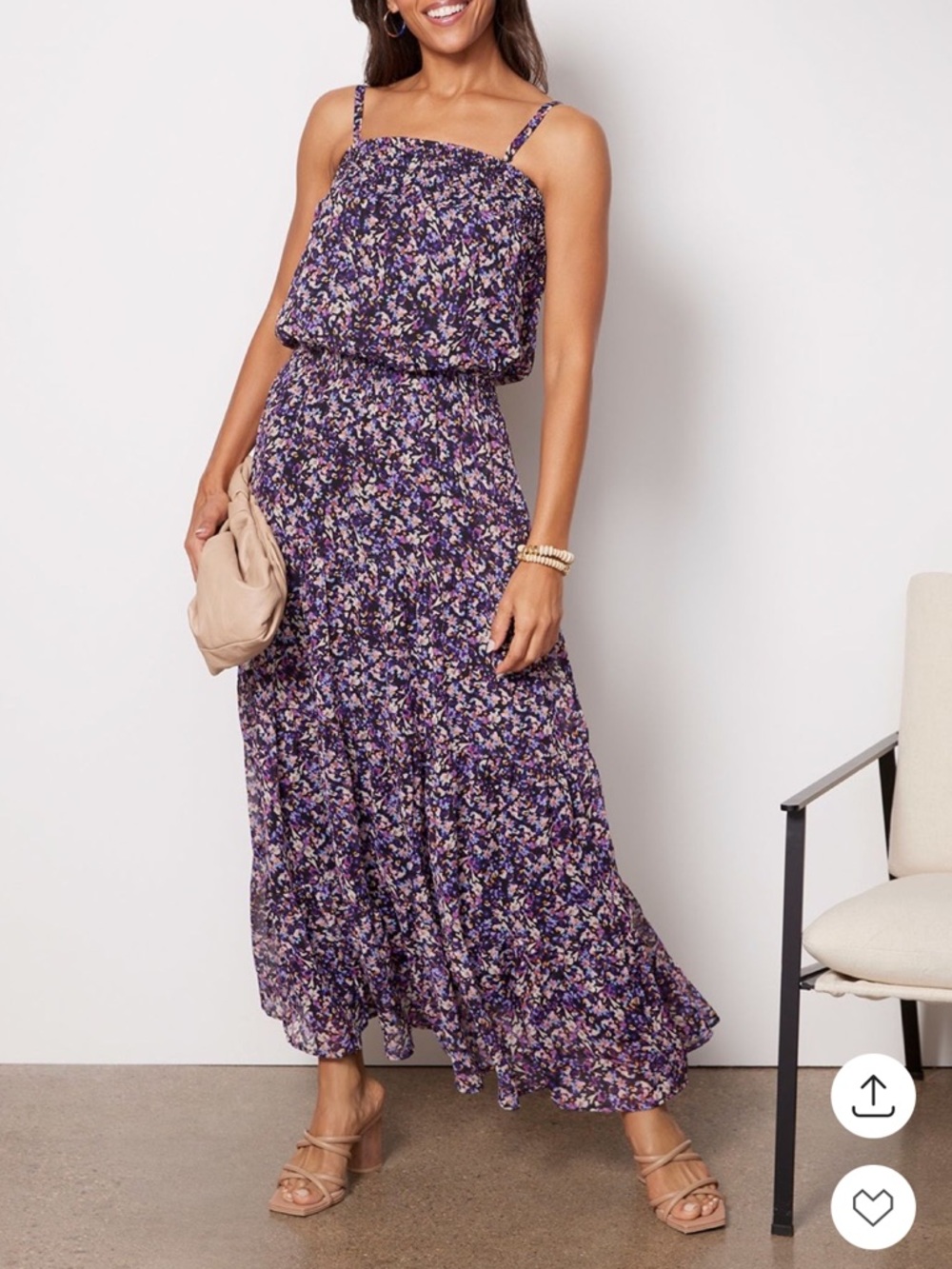 EVEREVE Size Small Purple Floral Summer Dress Maxi